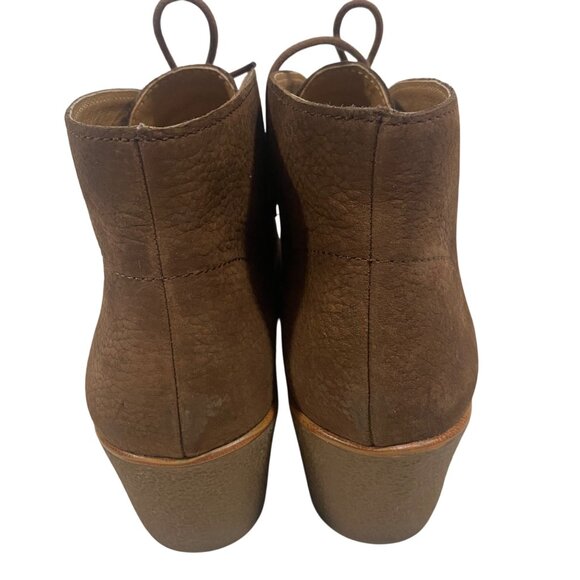 Lucky Brand Junes Nutmeg Embossed Nubuck Wedge Leather‎ Booties Size 7 - Picture 5 of 10